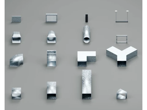 Kit PBR per condotti modulari di ventilazione industriale Modello 3D