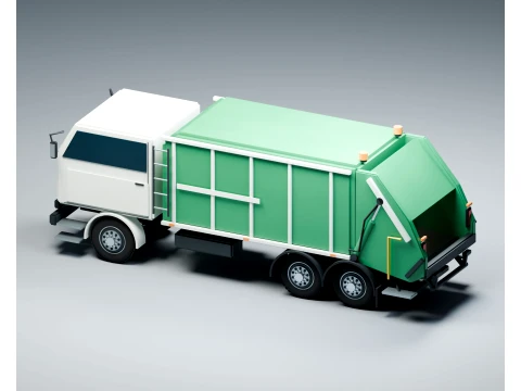 M&uuml;llwagen Hecklader M&uuml;llfahrzeug PBR 2K 3D Modell