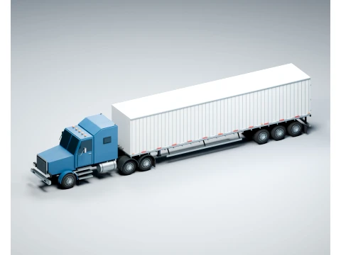 Semi Truck and Dry Van Trailer PBR 3D Model