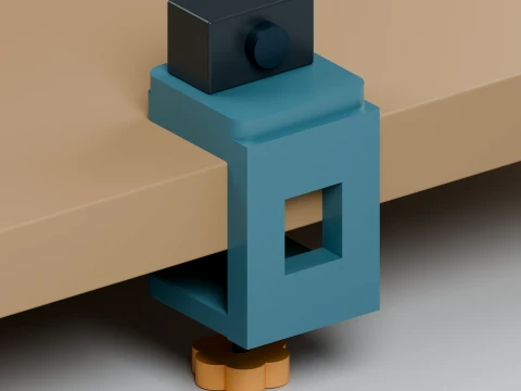 Webcam Camera Desk Clamp with Quarter Inch Mount 3D Print Model