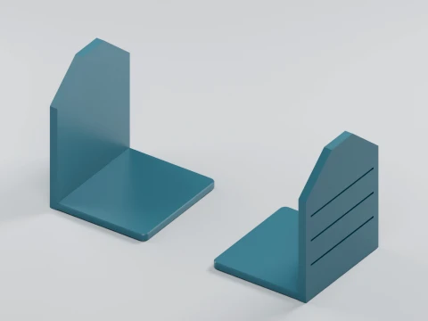 Geometric Bookend Pair with Faceted Tops and Flat Feet 3D Print Model