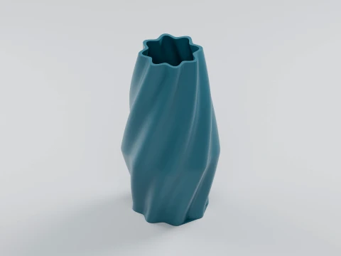 Twisted Spiral Vase with Eight Lobes for Dry Decor 3D Print Model