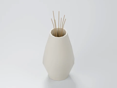 Geometric Faceted Vase for Dry Decorative Stems 3D Print Model