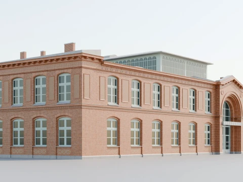 Arminiusmarkthalle - Historic Berlin Brick Market Hall low-poly 3Dモデル