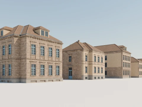 クラシックなヨーロッパの家 色変更可能な 7 つの建物パック 3Dモデル