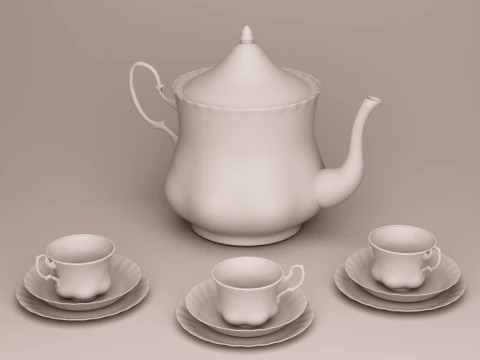 Vintage Porcelain Tea Set - Royal Albert Old Country Roses Style 3D Model