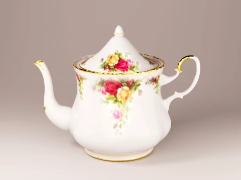 Vintage Porcelain Tea Set - Royal Albert Old Country Roses Style 3D Model