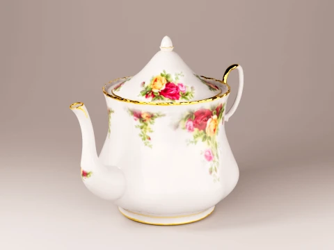 Vintage Porcelain Tea Set - Royal Albert Old Country Roses Style 3D Model