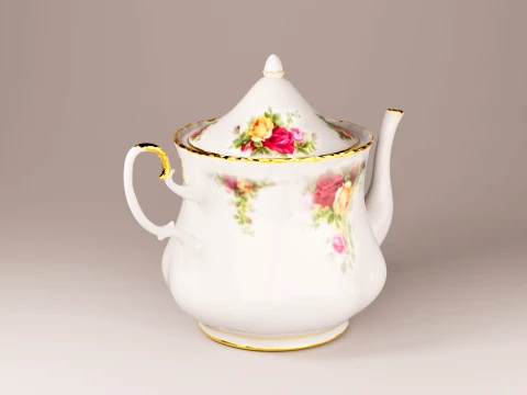 Vintage Porcelain Tea Set - Royal Albert Old Country Roses Style 3D Model