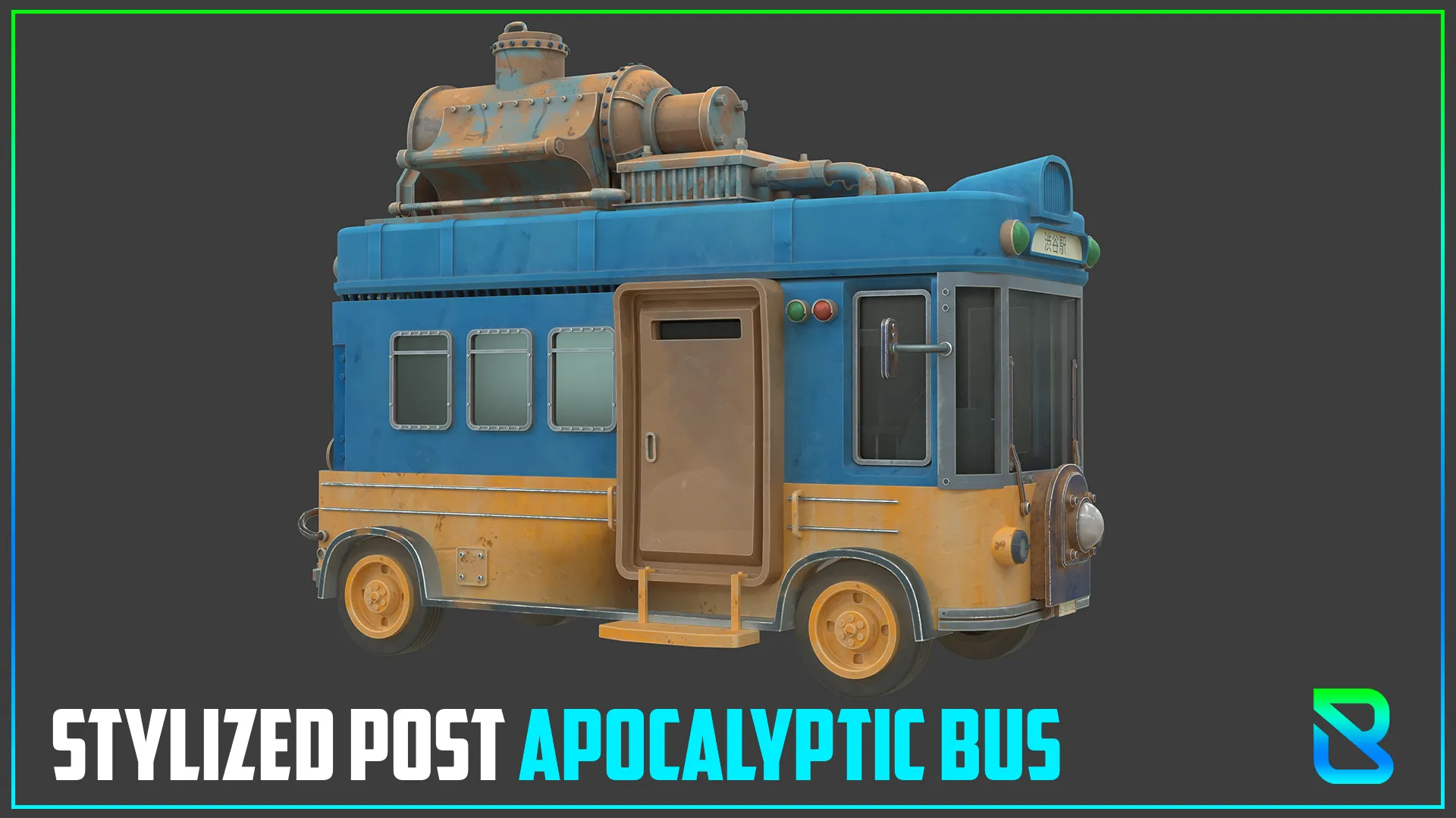 Stylized Post apocalyptic Bus 3D Model .c4d .max .obj .3ds .fbx .stl .blend 