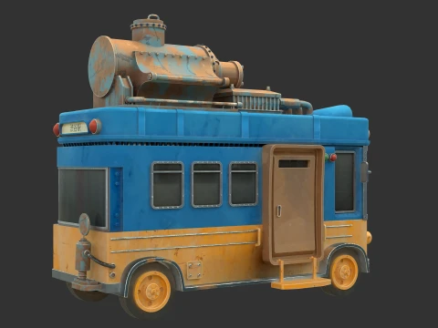 Stylized Post apocalyptic Bus 3D Model