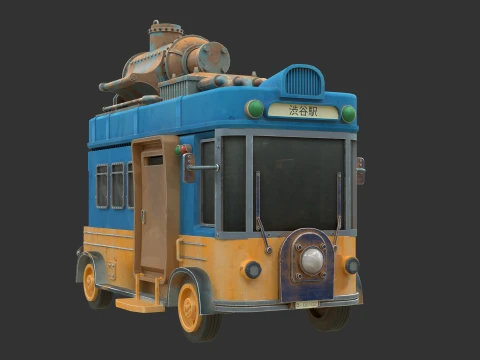 Stylized Post apocalyptic Bus 3D Model