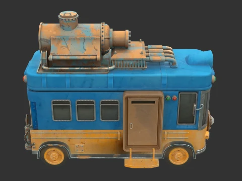Stylized Post apocalyptic Bus 3D Model