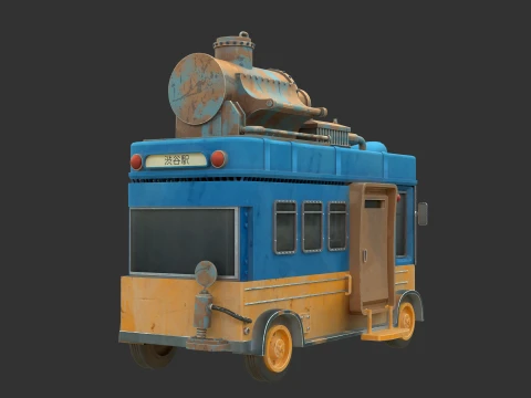 Stylized Post apocalyptic Bus 3D Model