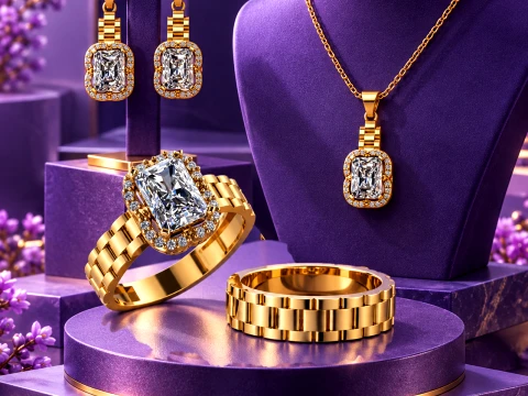 3Luxury Gold Jewelry Set 3D 打印模型