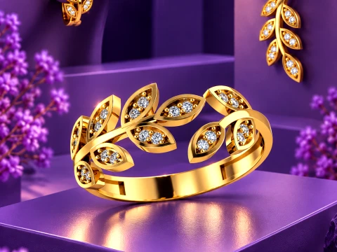 Luxury Gold Leaf Jewelry Set 3D 3D 打印模型