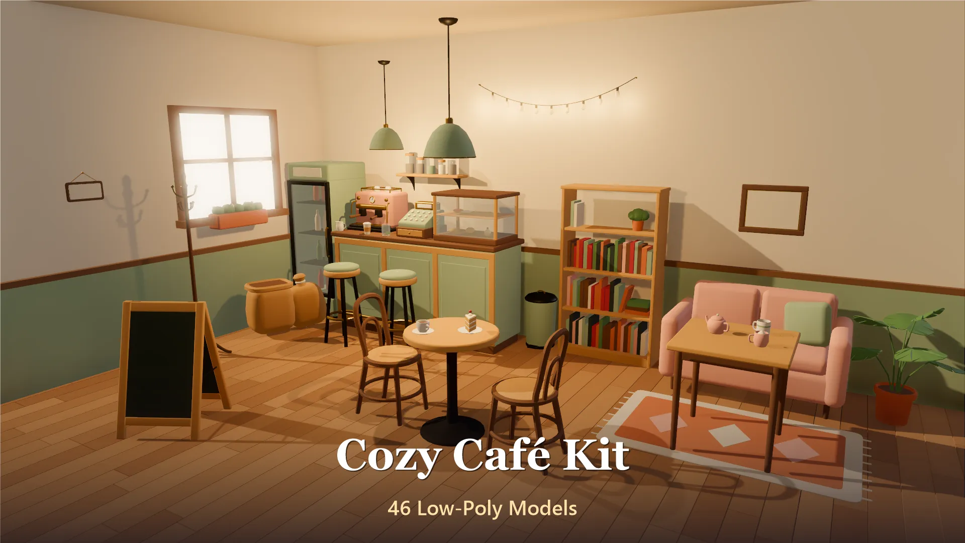 Cozy Cafe Kit - 46 Low-Poly Models 3D Model .c4d .max .obj .3ds .fbx .stl .blend 