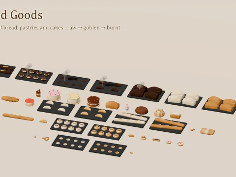 Bakery Kit - 137 Low-Poly Models 3D Model