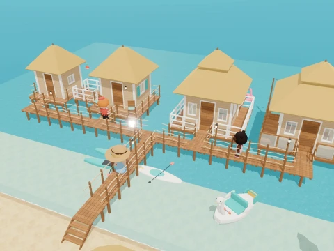 Beach Resort Kit - 93 Low-Poly Models 3D Model