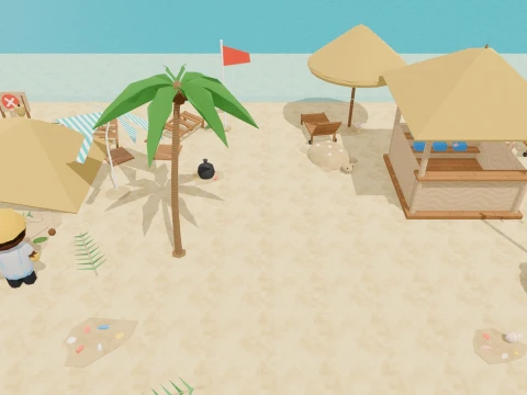 Beach Resort Kit - 93 Low-Poly Models 3D Model