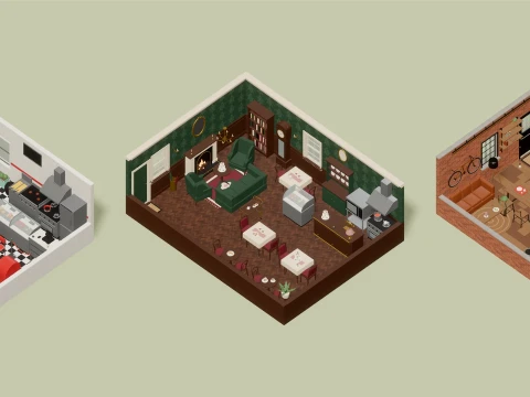 Cafe Builder - Complete - 312 Low-Poly Models 3D Model