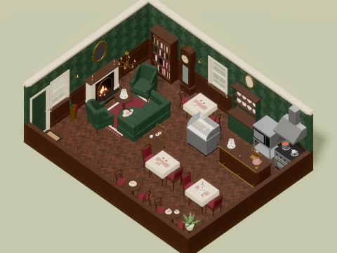 Cafe Builder - Complete - 312 Low-Poly Models 3D Model
