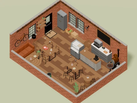 Cafe Builder - Complete - 312 Low-Poly Models 3D Model