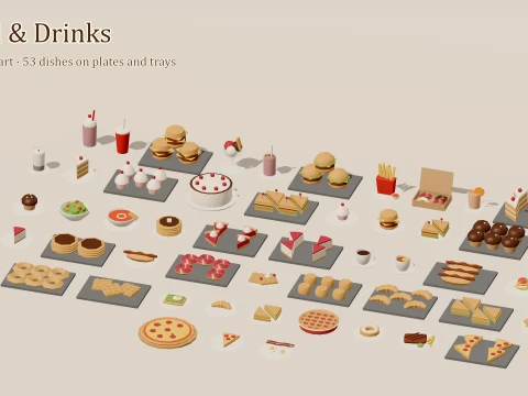 Cafe Builder - Complete - 312 Low-Poly Models 3D Model