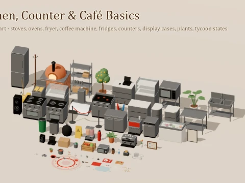 Cafe Builder - Complete - 312 Low-Poly Models 3D Model