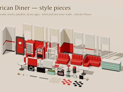 Cafe Builder - Complete - 312 Low-Poly Models 3D Model