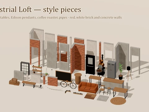 Cafe Builder - Complete - 312 Low-Poly Models 3D Model