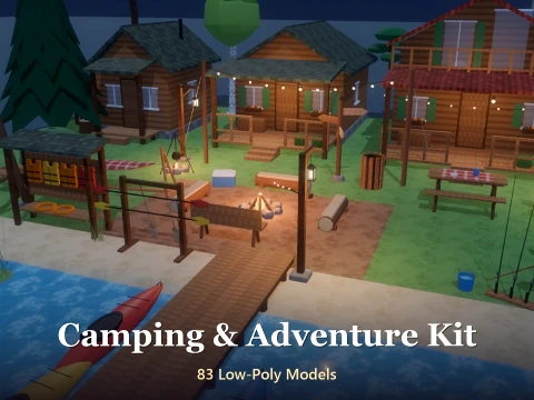 Camping Adventure Kit - 83 Low-Poly Models 3D Model