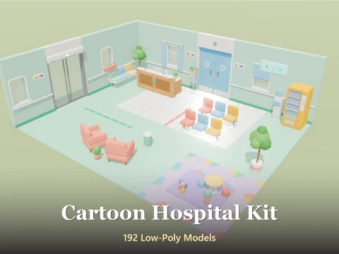 Cartoon Hospital Kit - 192 Low-Poly Models 3D Model