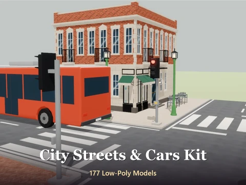 City Streets Cars Kit - 177 Low-Poly Models 3D Model
