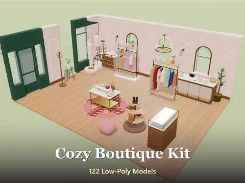 Cozy Boutique Kit - 122 Low-Poly Models 3D Model