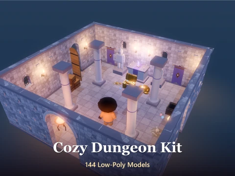 Cozy Dungeon Kit - 144 Low-Poly Models 3D Model