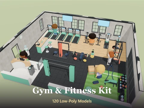 Gym Fitness Kit - 120 Low-Poly Models 3D Model