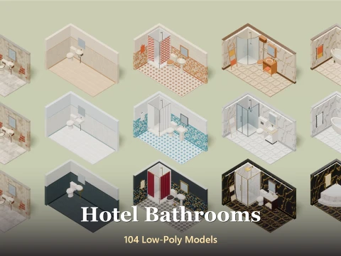 Hotel Bathrooms - 104 Low-Poly Models 3D Model