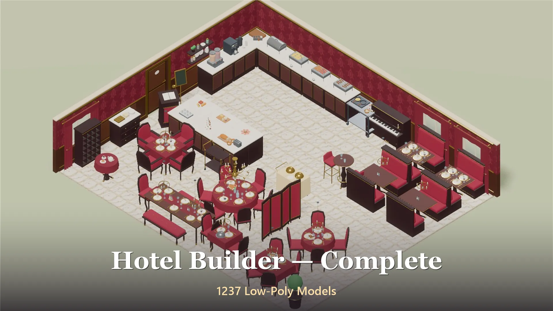 Hotel Builder - Complete - 1237 Low-Poly Models 3D Model .c4d .max .obj .3ds .fbx .stl .blend 