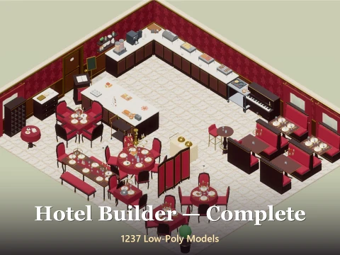 Hotel Builder - Complete - 1237 Low-Poly Models 3D Model