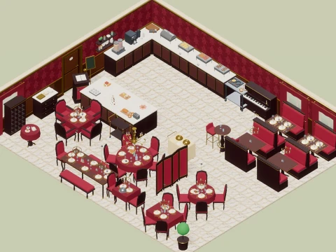 Hotel Builder - Complete - 1237 Low-Poly Models 3D Model