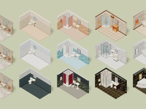 Hotel Builder - Complete - 1237 Low-Poly Models 3D Model
