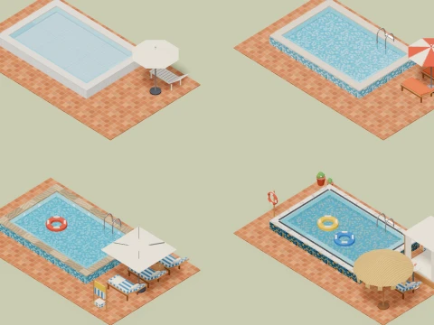 Hotel Builder - Complete - 1237 Low-Poly Models 3D Model