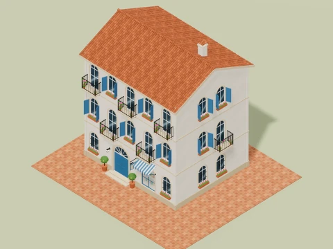 Hotel Facades - 83 Low-Poly Models 3D Model
