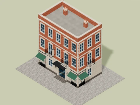 Hotel Facades - 83 Low-Poly Models 3D Model