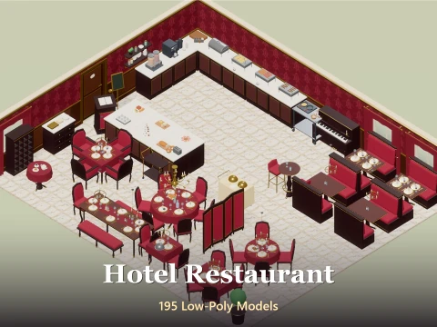 Hotel Restaurant - 195 Low-Poly Models 3D Model