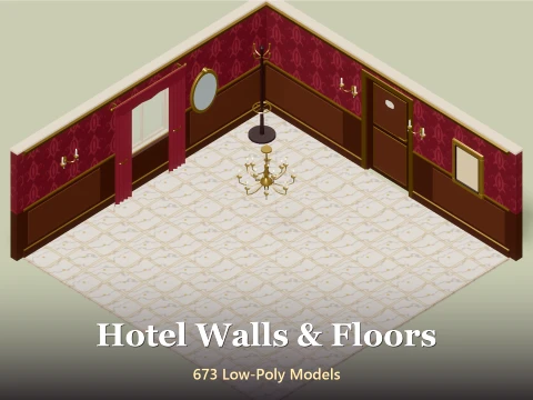 Hotel Walls Floors - 673 Low-Poly Models 3D Model