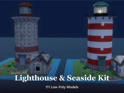 Lighthouse Seaside Kit - 111 Low-Poly Models 3D Model