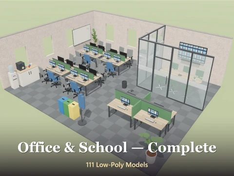 Office School - Complete - 111 Low-Poly Models 3D Model