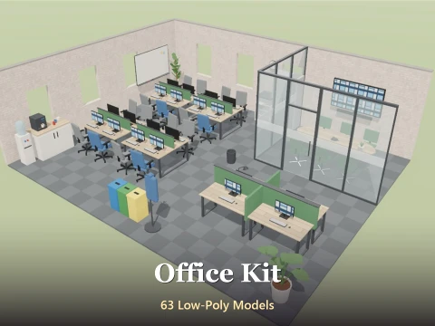 Office Kit - 63 Low-Poly Models 3D Model